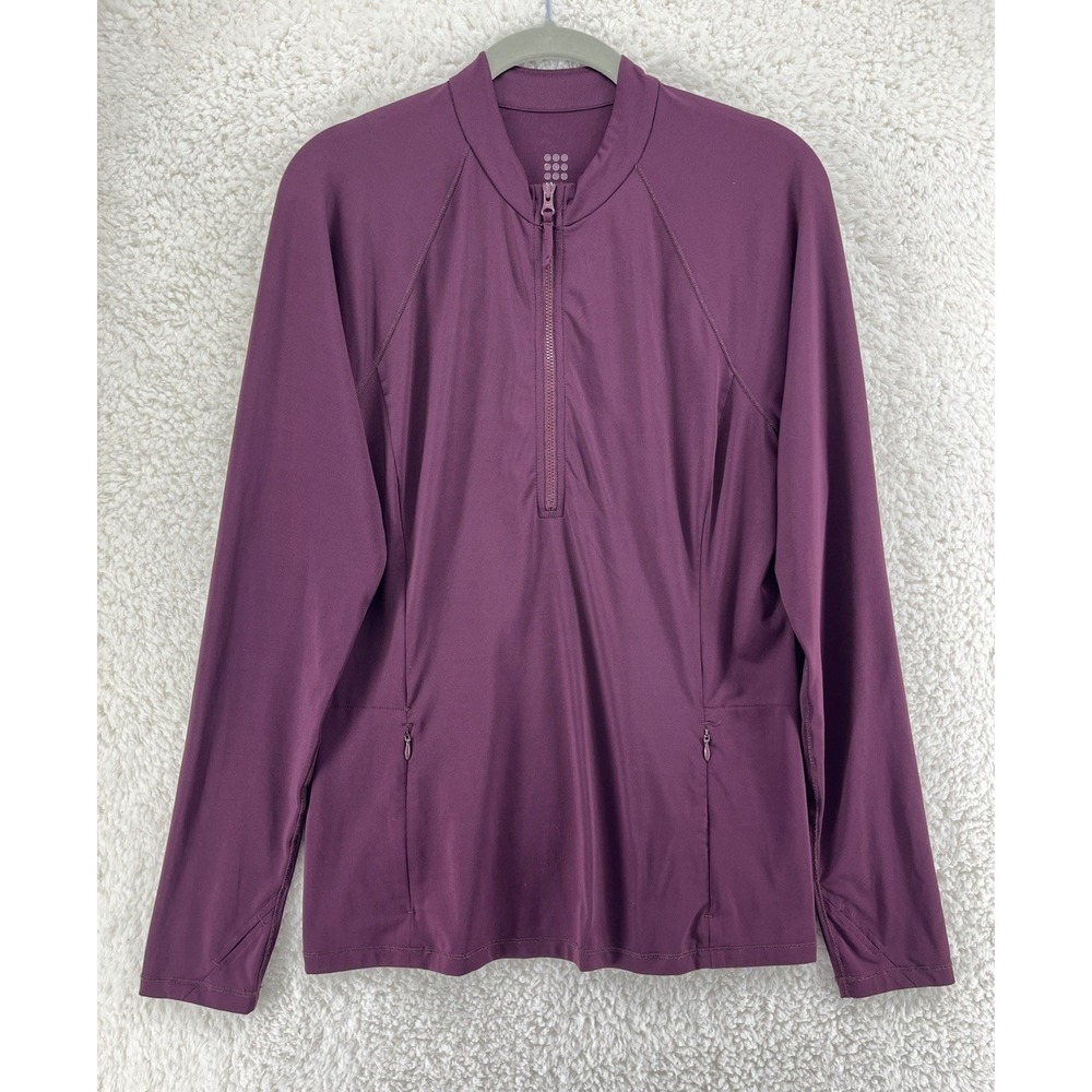 Title Nine 1/2 Zip Pullover Top Size Medium Purple Pockets Performance Active